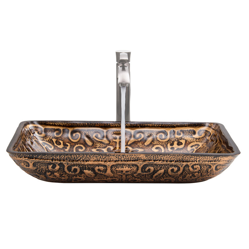 VIGO Greek Glass Rectangular Vessel Bathroom Sink with Faucet & Reviews