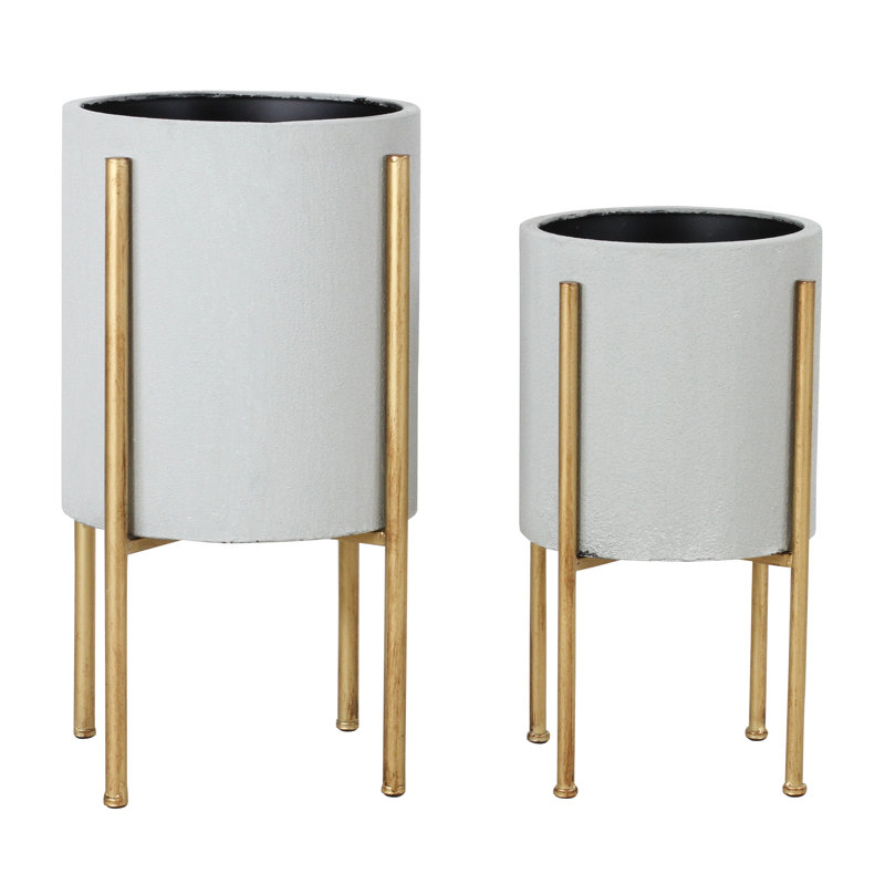 Manhet Mid Century Aluminum Pot Planter Reviews Allmodern Manhet Mid Century Aluminum Pot Planter