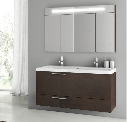 New Space 47 Double Bathroom Vanity Set with Mirror by ACF Bathroom Vanities