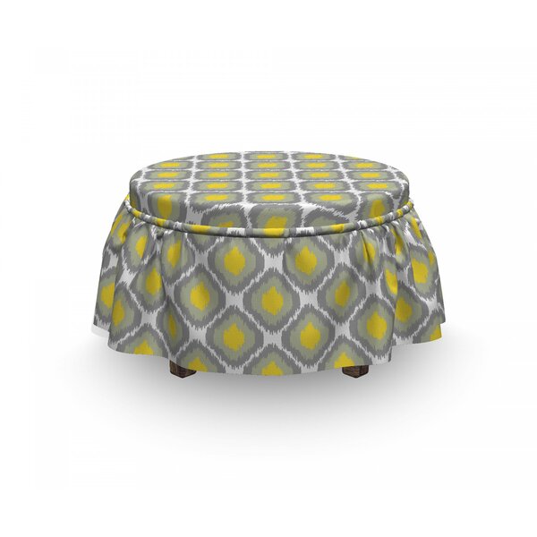 Ikat Vintage Abstract Rhombus 2 Piece Box Cushion Ottoman Slipcover Set By East Urban Home