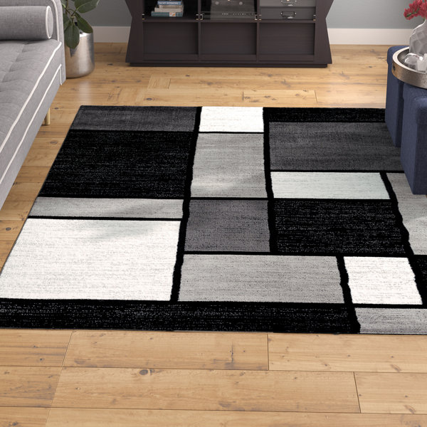 Lorenzo Gray/Black Area Rug by Wade Logan