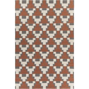 Charlene Textured Contemporary Rust Area Rug