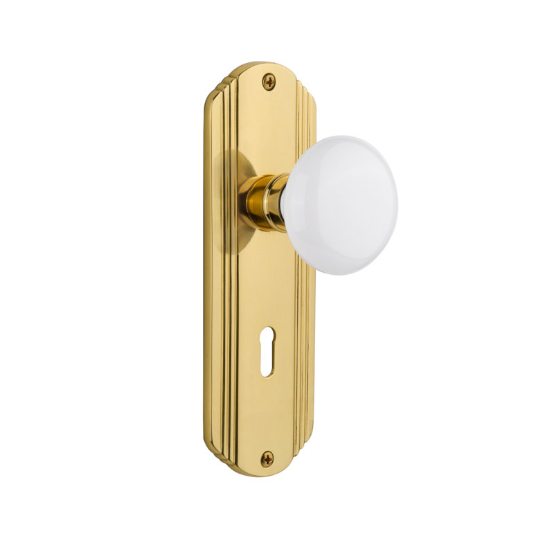 Nostalgic Warehouse Deco Plate Single Dummy Brown Porcelain Door Knob in Timeless Bronze