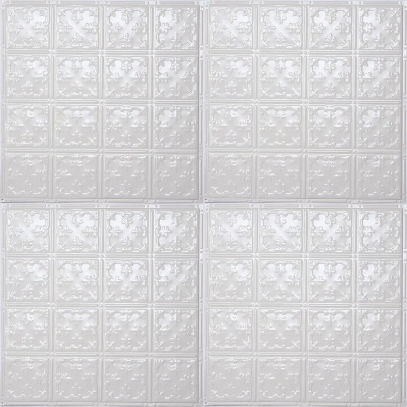 Tin 2 ft. x 2 ft. Glue-Up Ceiling Tile in Bright White Gloss