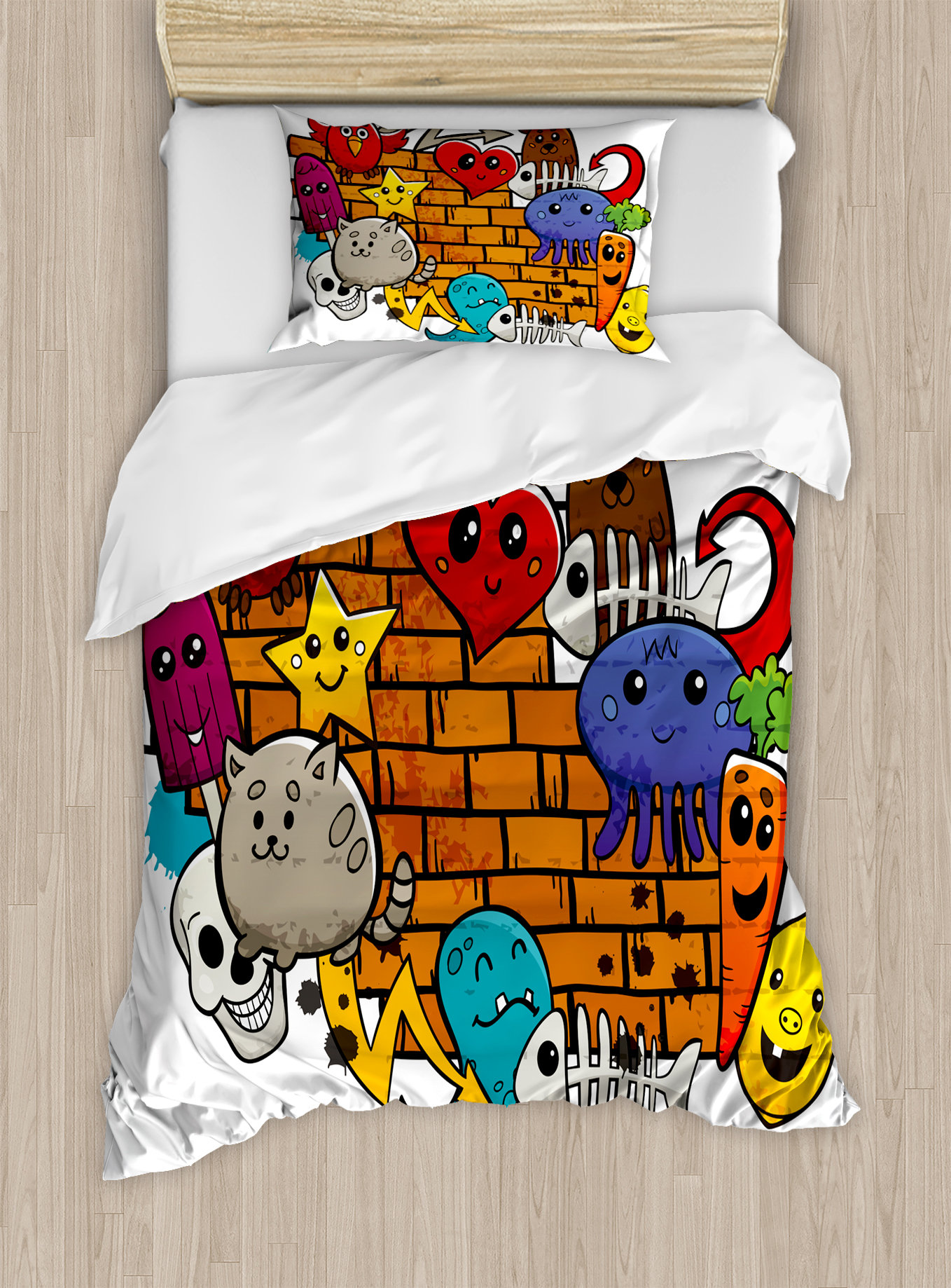 East Urban Home Graffiti Cute Cartoon Animals Stars Fish Skulls