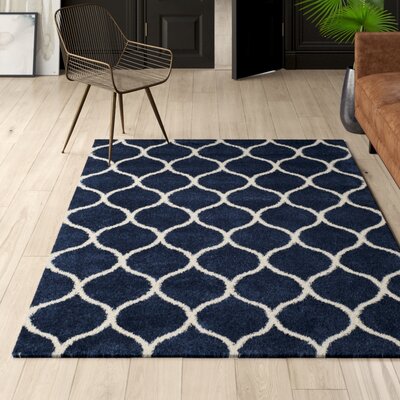 Duhon Geometric Navy/Ivory Area Rug Mercury Row® Rug Size: Rectangle 2'3