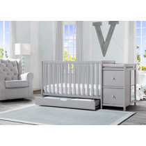 grey crib and changing table