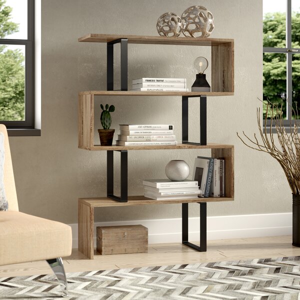 Blonde Geometric Bookcase By 17 Stories