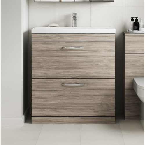 Vasari Vista Driftwood Drawer Floor Standing Vanity Unit & Mid Edge Basin - 800mm Width