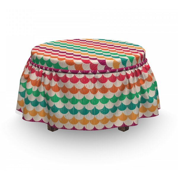 Stripy Vivid Waves Ottoman Slipcover (Set Of 2) By East Urban Home