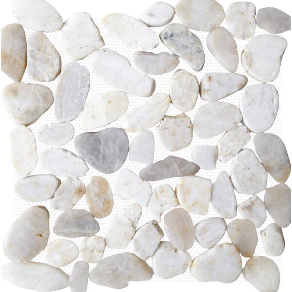 Random Sized Natural Stone Pebble Tile in White Shell by Islander Flooring