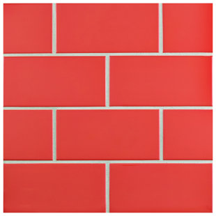 Red Rust Ceramic Tile You Ll Love Wayfair Prospect 3 X 6 Ceramic Subway Tile In Glossy Le Red
