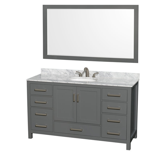 Sheffield 60 Single Bathroom Vanity Set with Mirror by Wyndham Collection