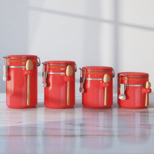 Ceramic Red Kitchen Canisters Jars You Ll Love Wayfair Ceramic Red Kitchen Canisters Jars