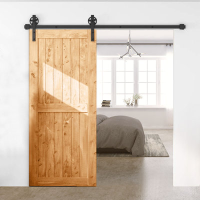 Modern Standard Single Barn Door Hardware Kit Bronco Hardware Track Length 228 in