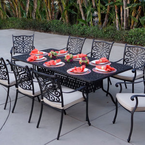 Archway 9 Piece Metal Dining Set with Cushions
