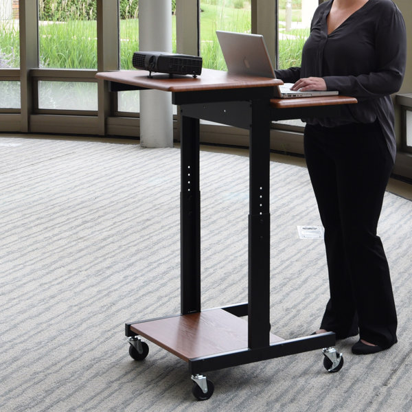 Adjustable Height Presentation Workstation AV Cart by Luxor