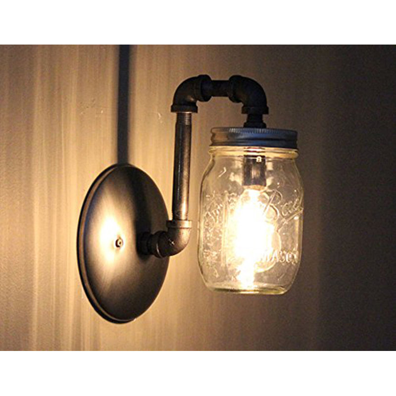 August Grove Aida Mason Jar 1 Light Armed Sconce Aida Mason Jar 1 Light