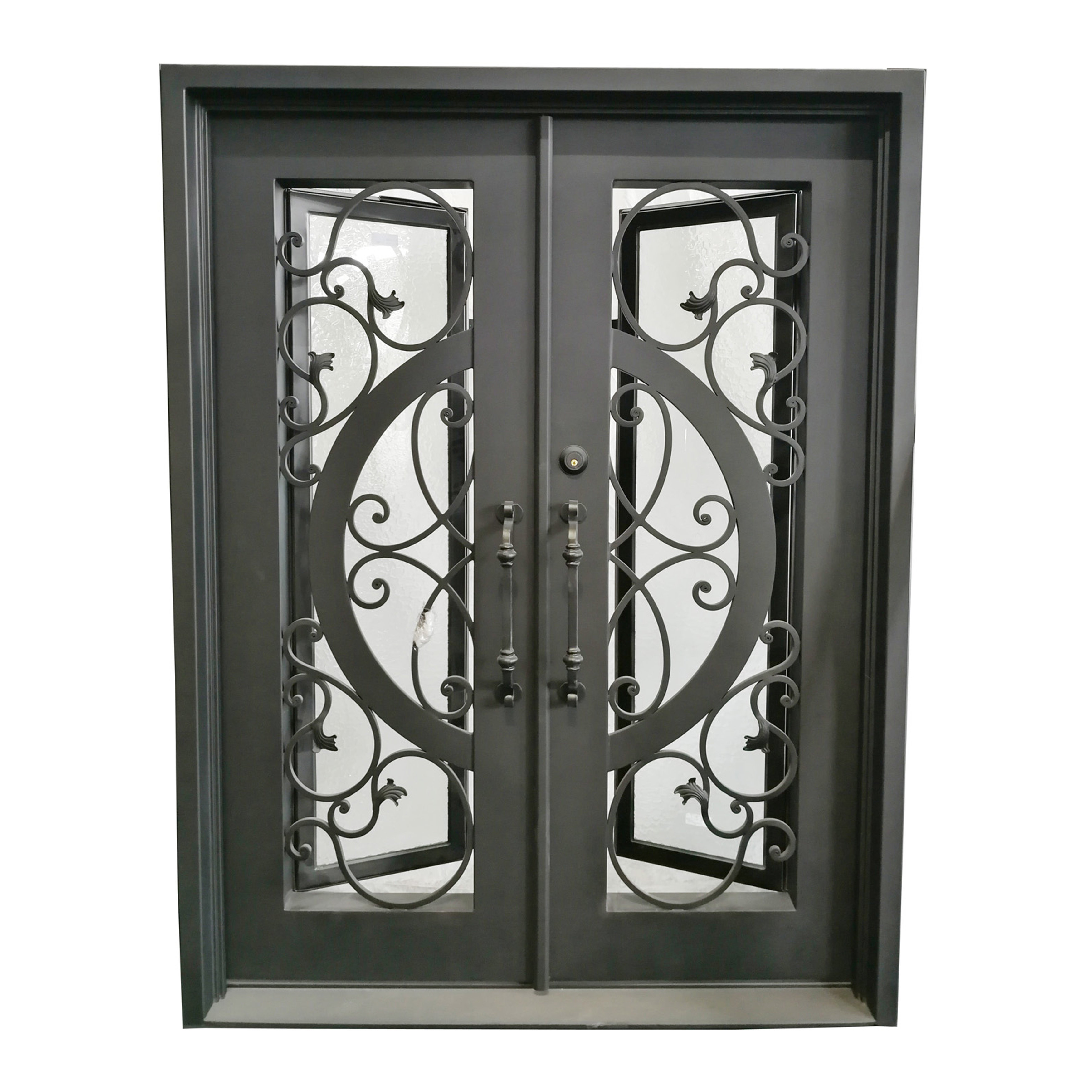 Aleko Vine And Curve Prehung Front Entry Door With Square Top And