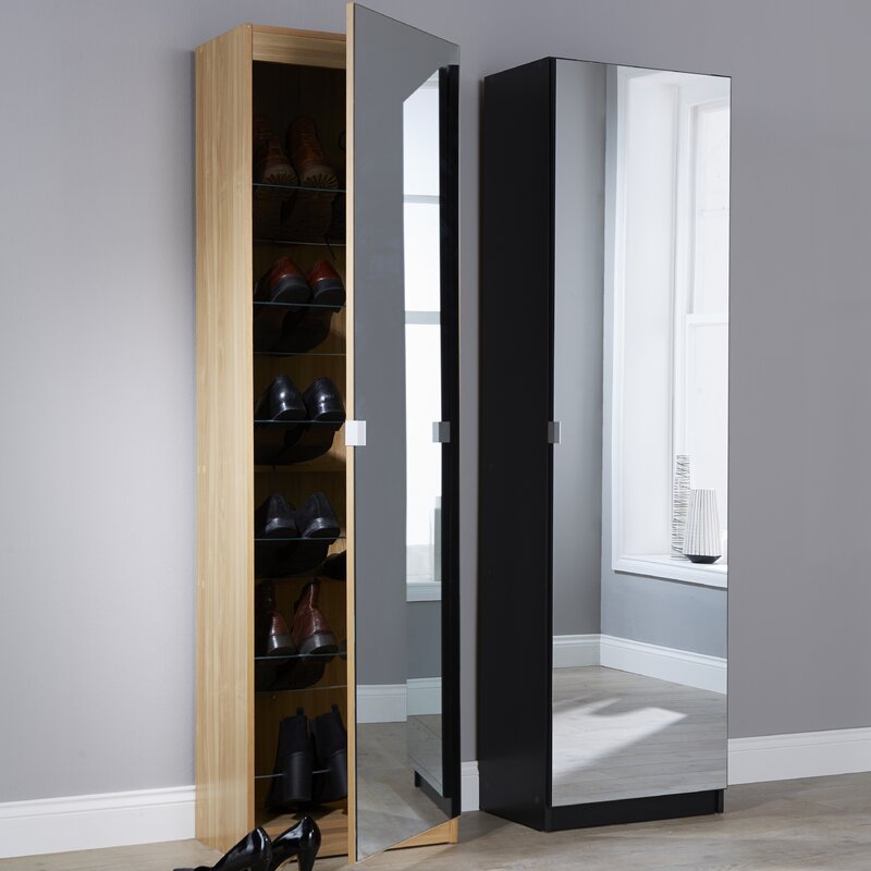 mirrored shoe storage cabinet