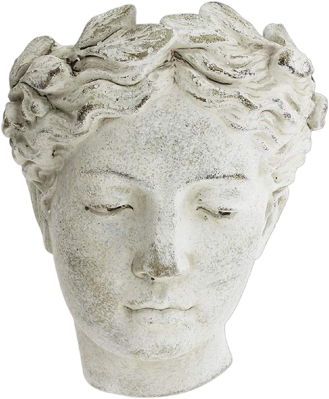 Distressed Cement Classic Greek Lady Head Indoor/Outdoor Hanging Planters Set 