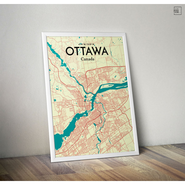 OurPoster.com 'Ottawa City Map' Graphic Art Print Poster 