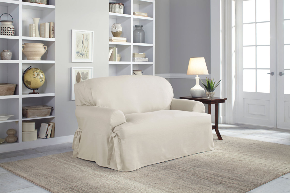Serta Cotton Duck T Cushion Loveseat Slipcover Reviews Wayfair Cotton Duck T Cushion Loveseat Slipcover