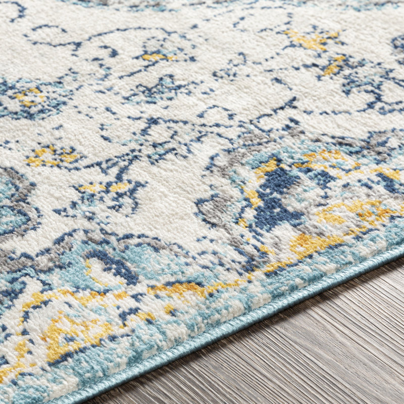 Bungalow Rose Leaver Fl Light Blue Yellow Area Rug Reviews Bungalow Rose Leaver Fl Light Blue