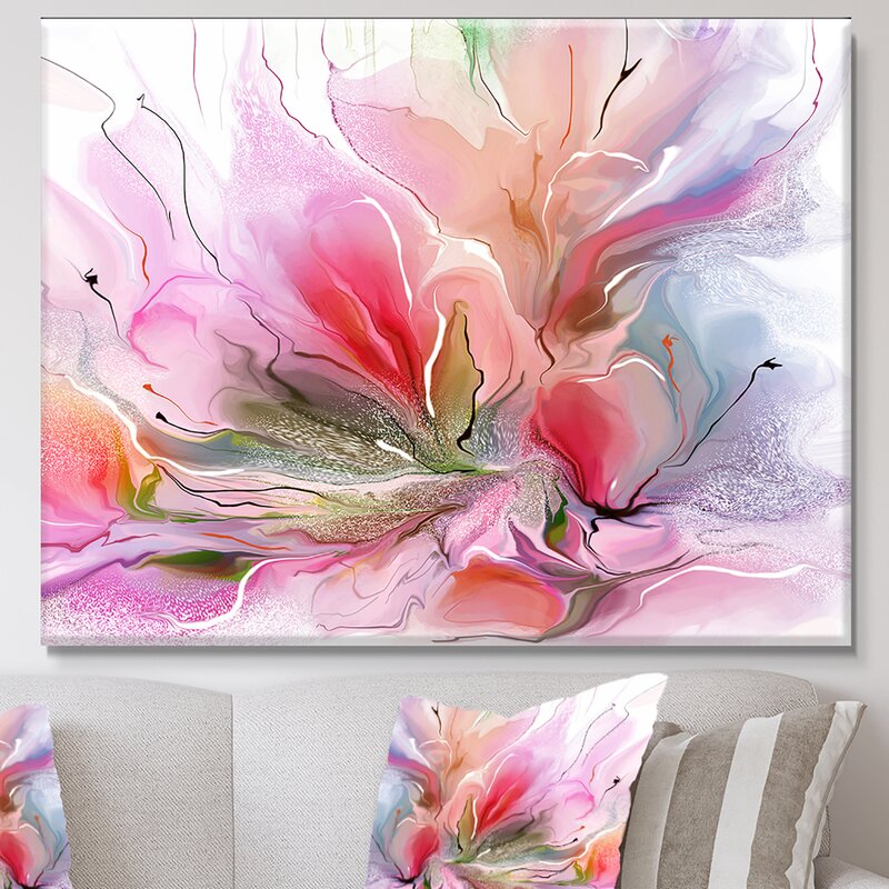 'Lovely Painted Floral Design' Graphic Art Print on Wrapped Canvas in Purple