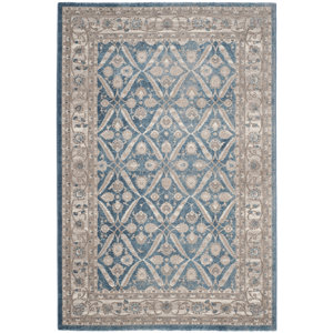 Sofia Power Loom Blue/Beige Area Rug