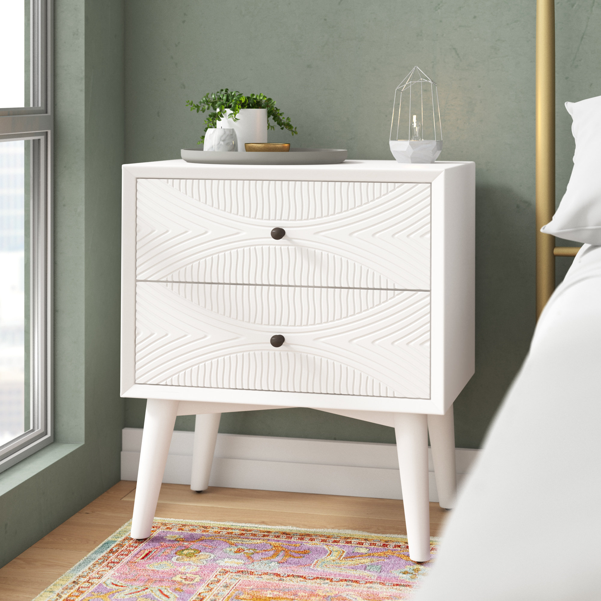 Allmodern London 2 Drawer Nightstand In White Reviews Wayfair