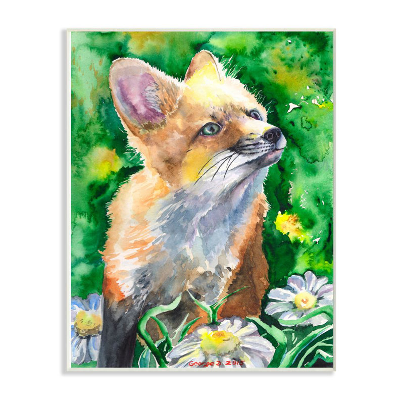 Ebern Designs Barbuda Cute Fox Watercolor Painting Kids Wall Decor
