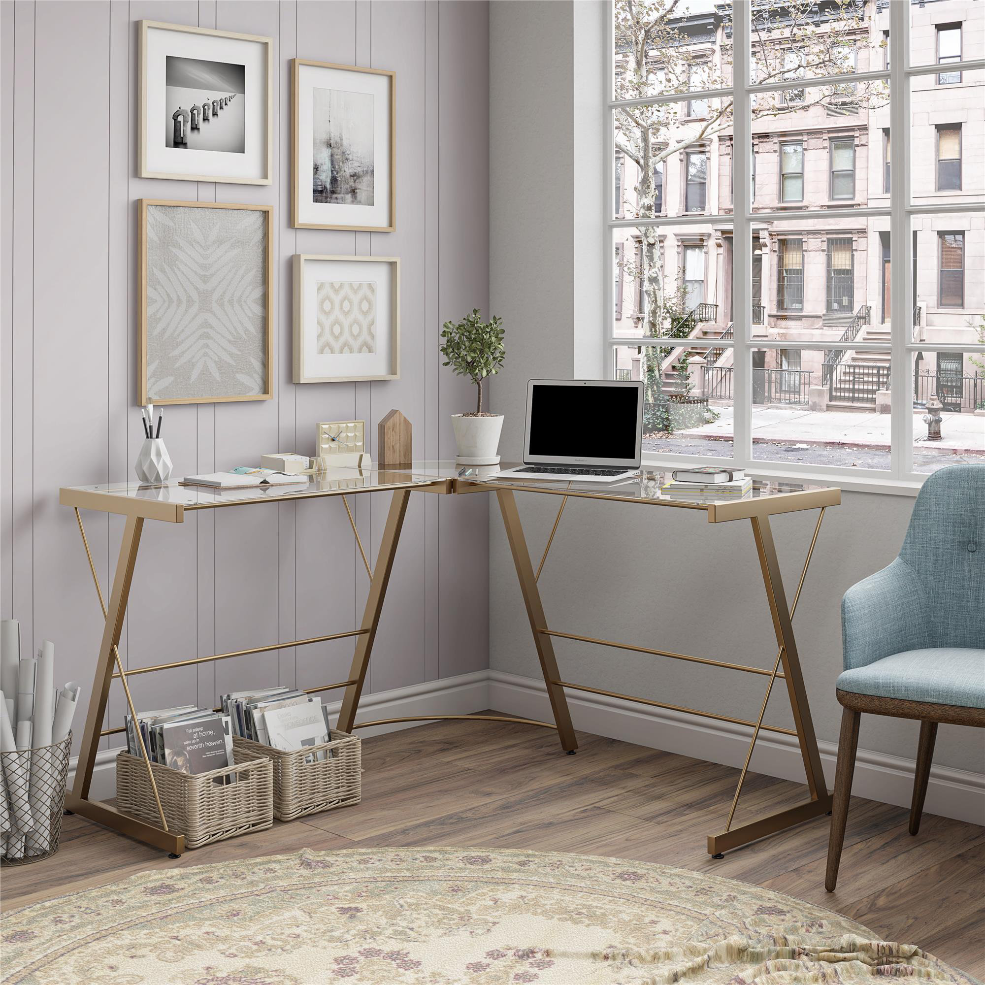 Ebern Designs Bankston Glass L Shape Gaming Desk Reviews Wayfair