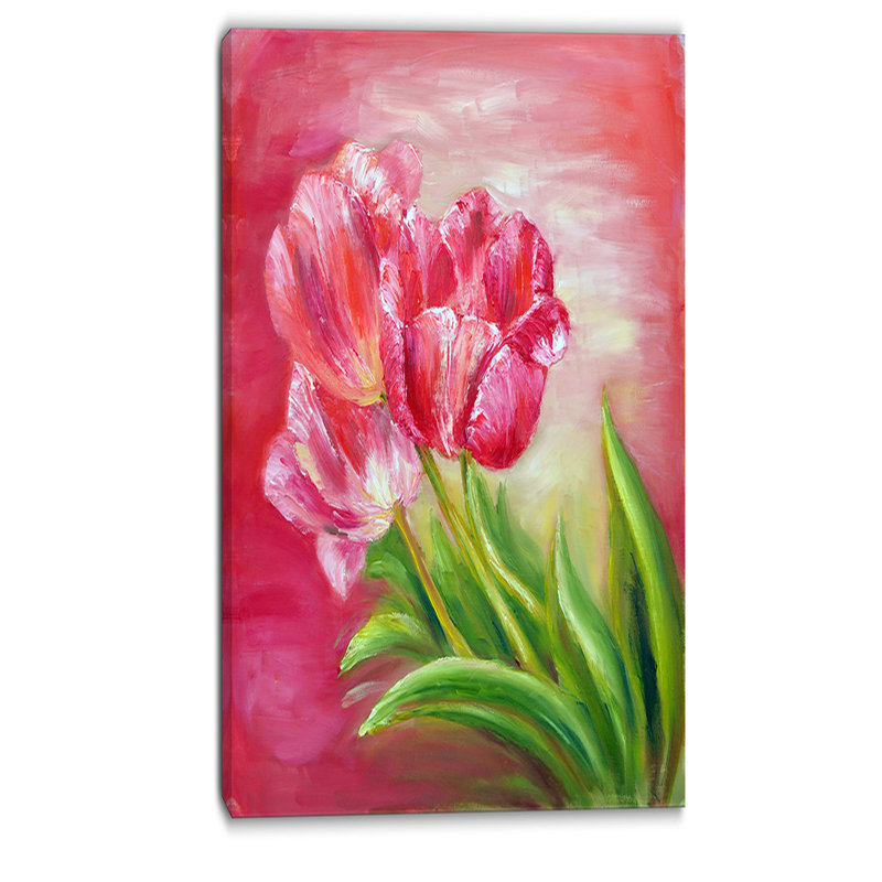 Designart Tulips Background Floral Painting Print On Wrapped