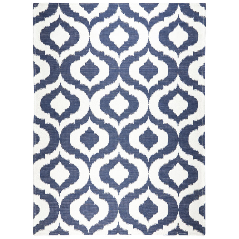 Trina Turk Geometric Navy Blue White Indoor Outdoor Area Rug Trina Turk Geometric Navy Blue White