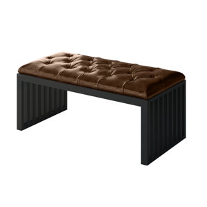 Ahumada Leather Tufted Upholstery Bench by Everly Quinn