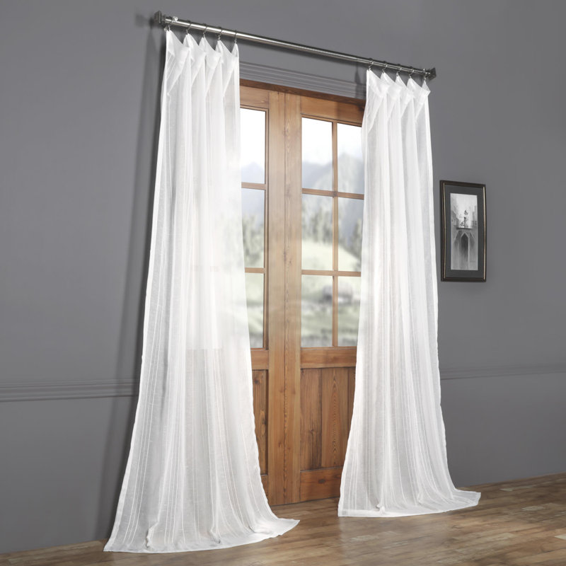 Patterned Synthetic Sheer Rod Pocket Single Curtains Drapes