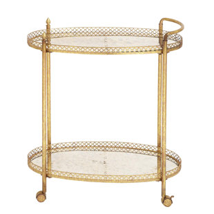 Modern Contemporary Gold Bar Cart With Wine Rack Allmodern Royse Mirrored Bar Cart