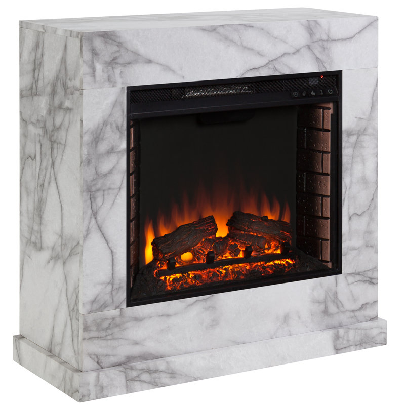 Wrought Studio Dendale Faux Marble Electric Fireplace Wayfair