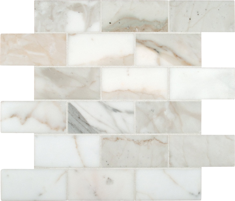MSI Calacatta Gold Mounted 2" x 4" Marble Subway Tile in White