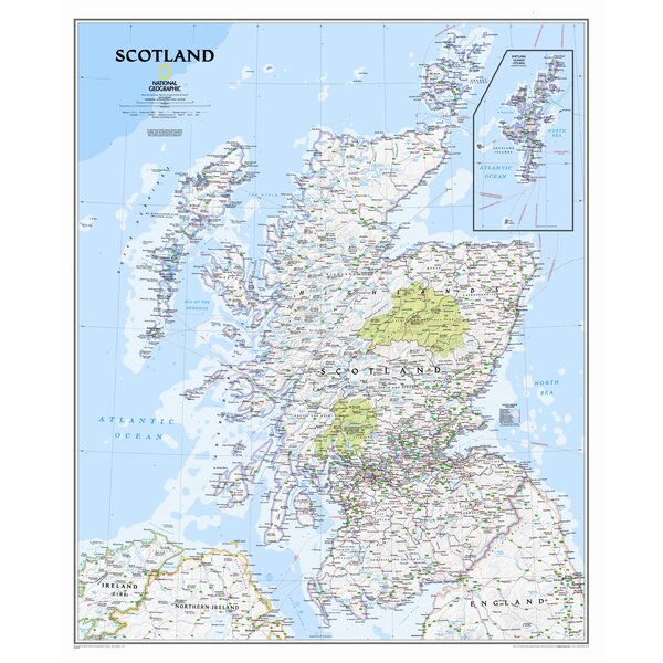 Scotland Classic Wall Map by National Geographic Maps