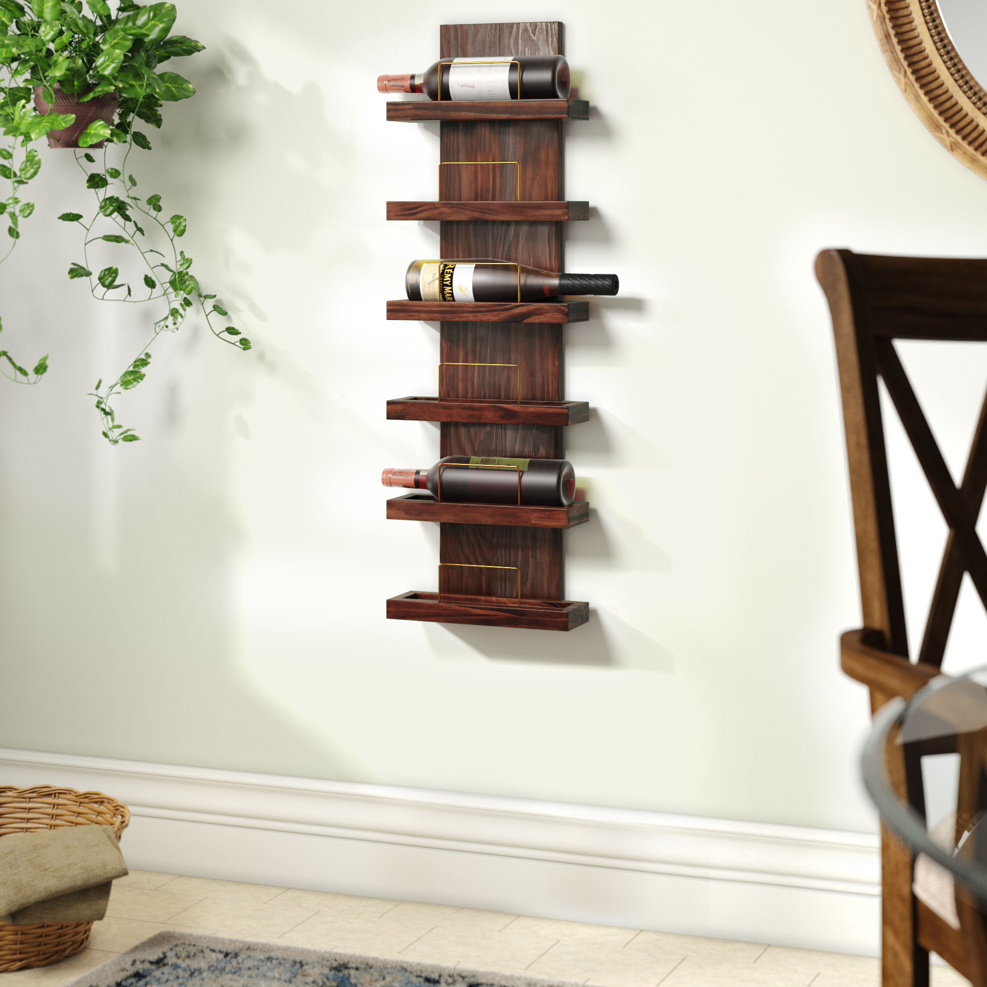 Gomez 6 Bottle Wall Mounted Wine Rack Gomez 6 Bottle Wall Mounted Wine Rack