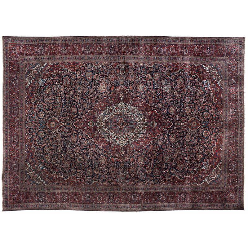 One-of-a-Kind Hand-Knotted 7'1" x 12' Wool Burgundy Area Rug