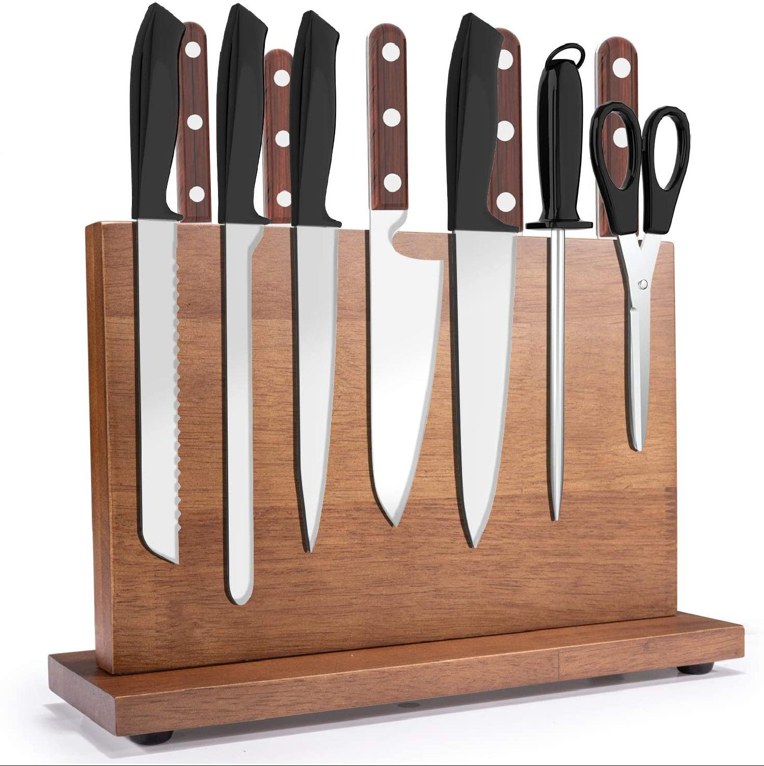 Magnetic Knife Holder For Kitchen,Rubber Knives Storage Holder Stand, Knives Organizer Shelf Rack With Double Sided Powerful Magnetic, Large Capacity ...