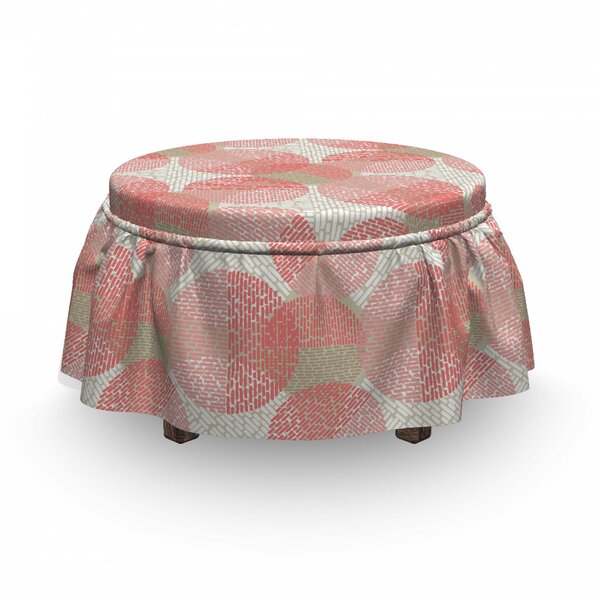 Dash Lines Circle Print Ottoman Slipcover (Set Of 2) By East Urban Home