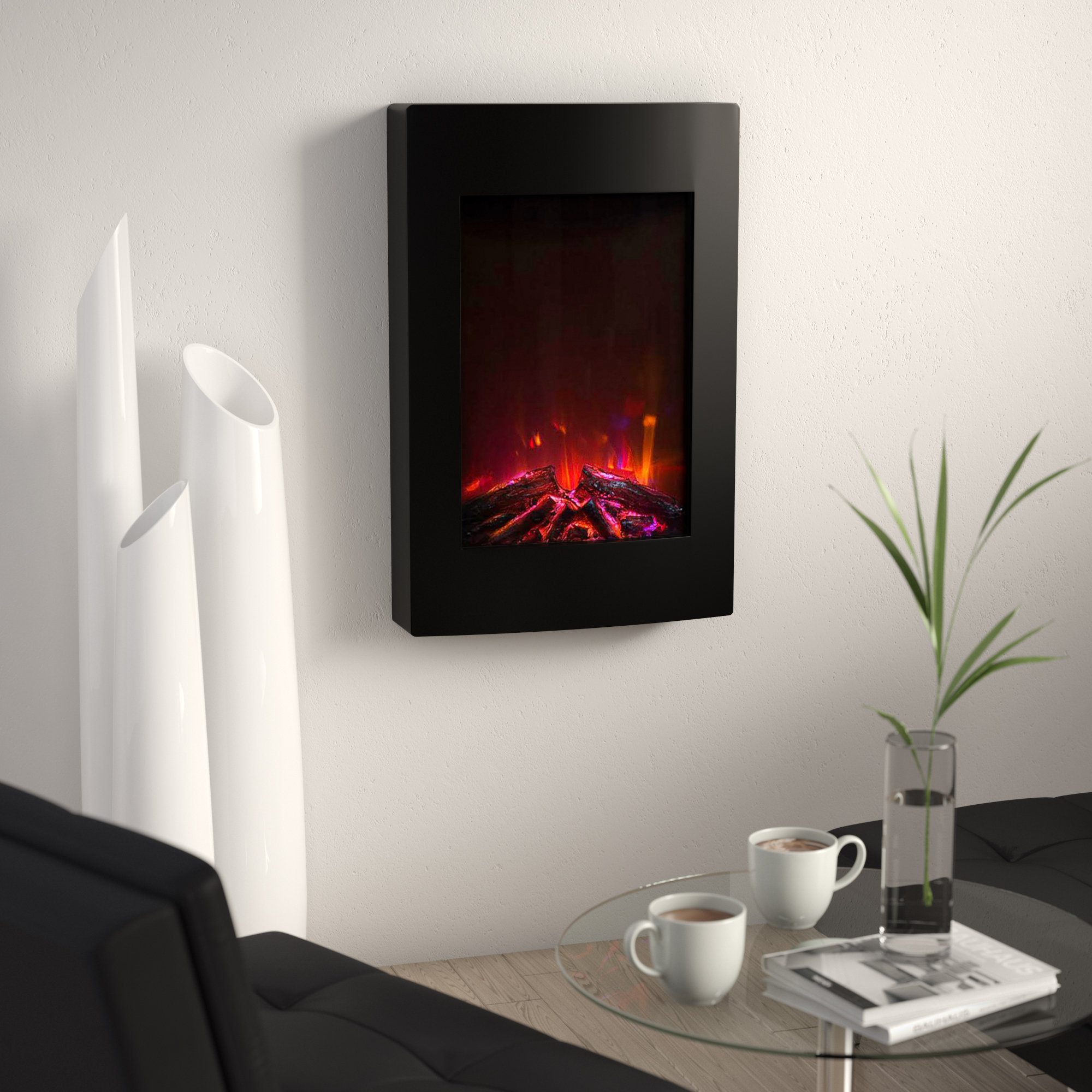 Orren Ellis Nadya Wall Mounted Electric Fireplace Wayfair Ca