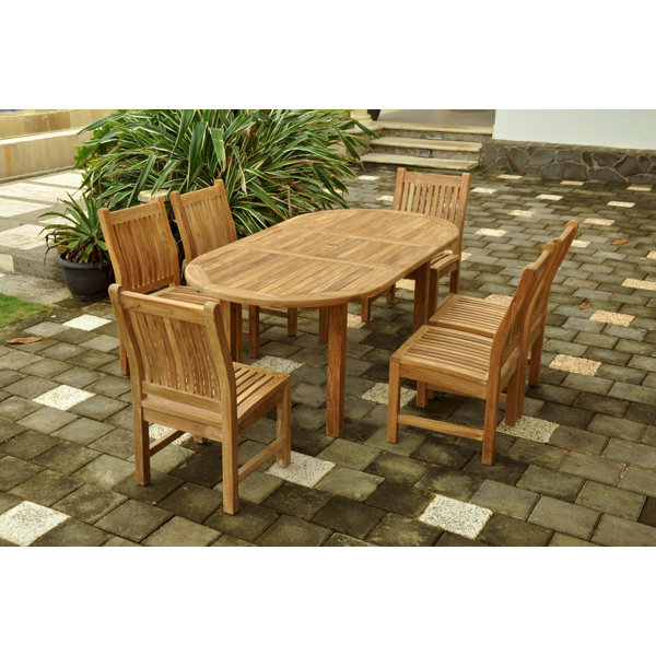 Farnam 7 Piece Teak Dining Set with Sunbrella Cushions by Rosecliff Heights