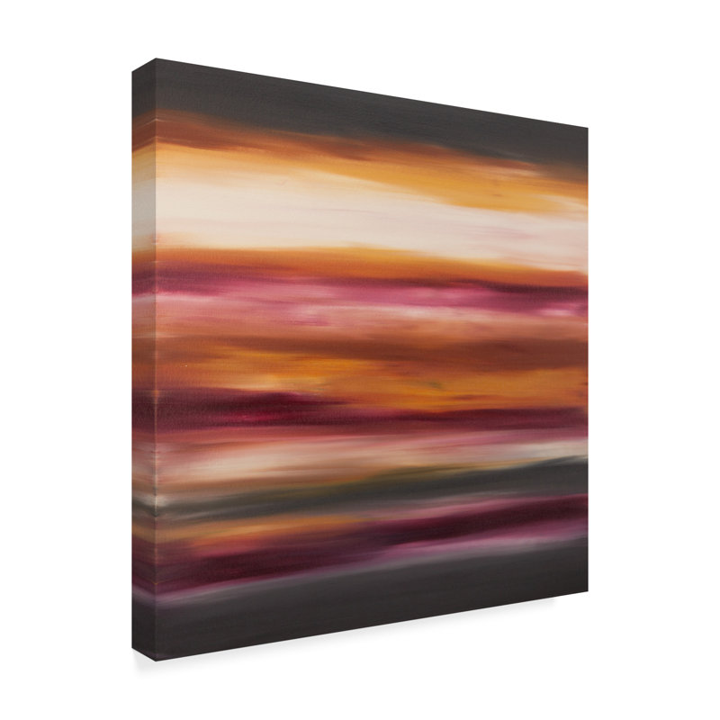 Trademark Art Sunset Stripes Pink Orange Acrylic Painting Print