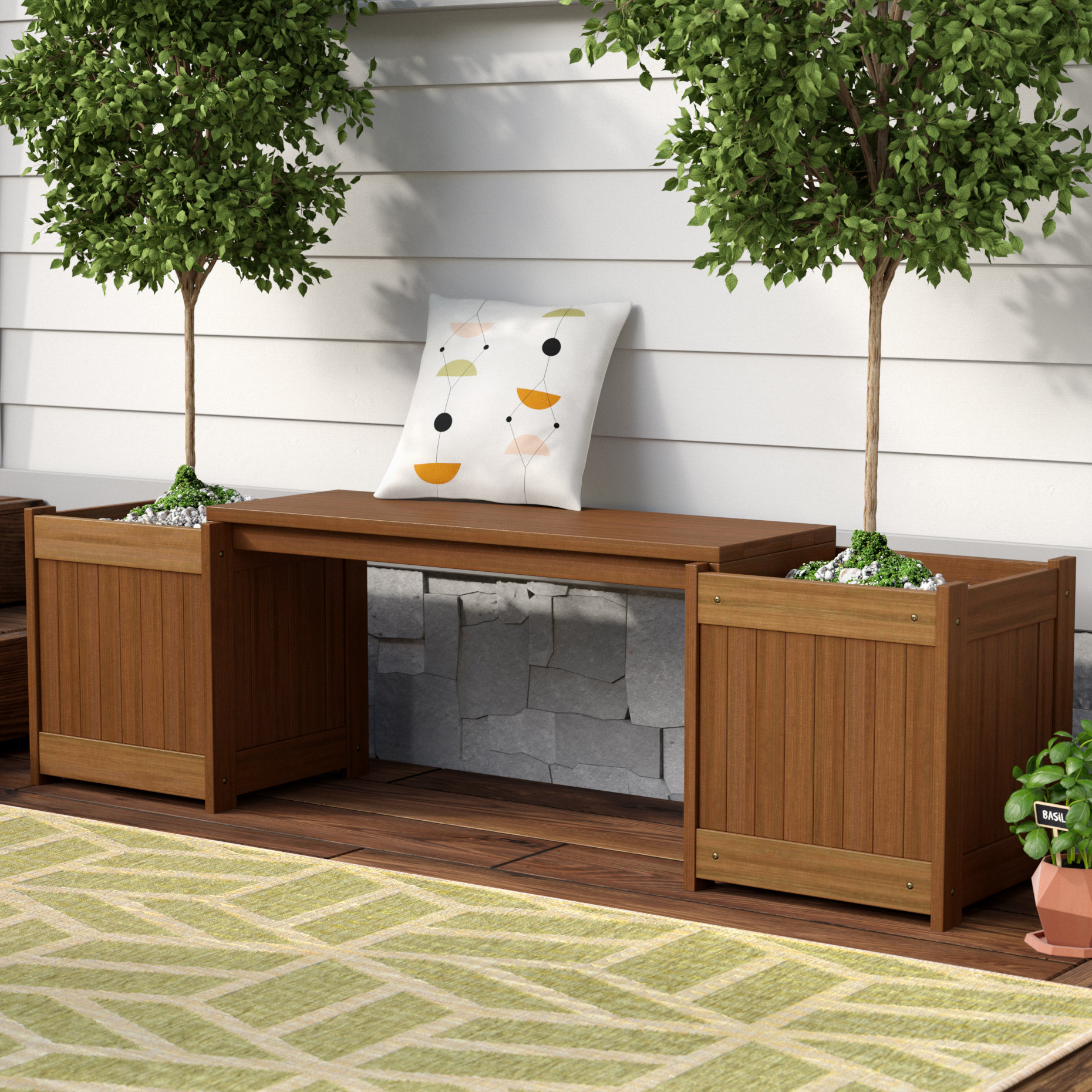 Langley Street Arianna Rectangular Wooden Planter Bench Reviews