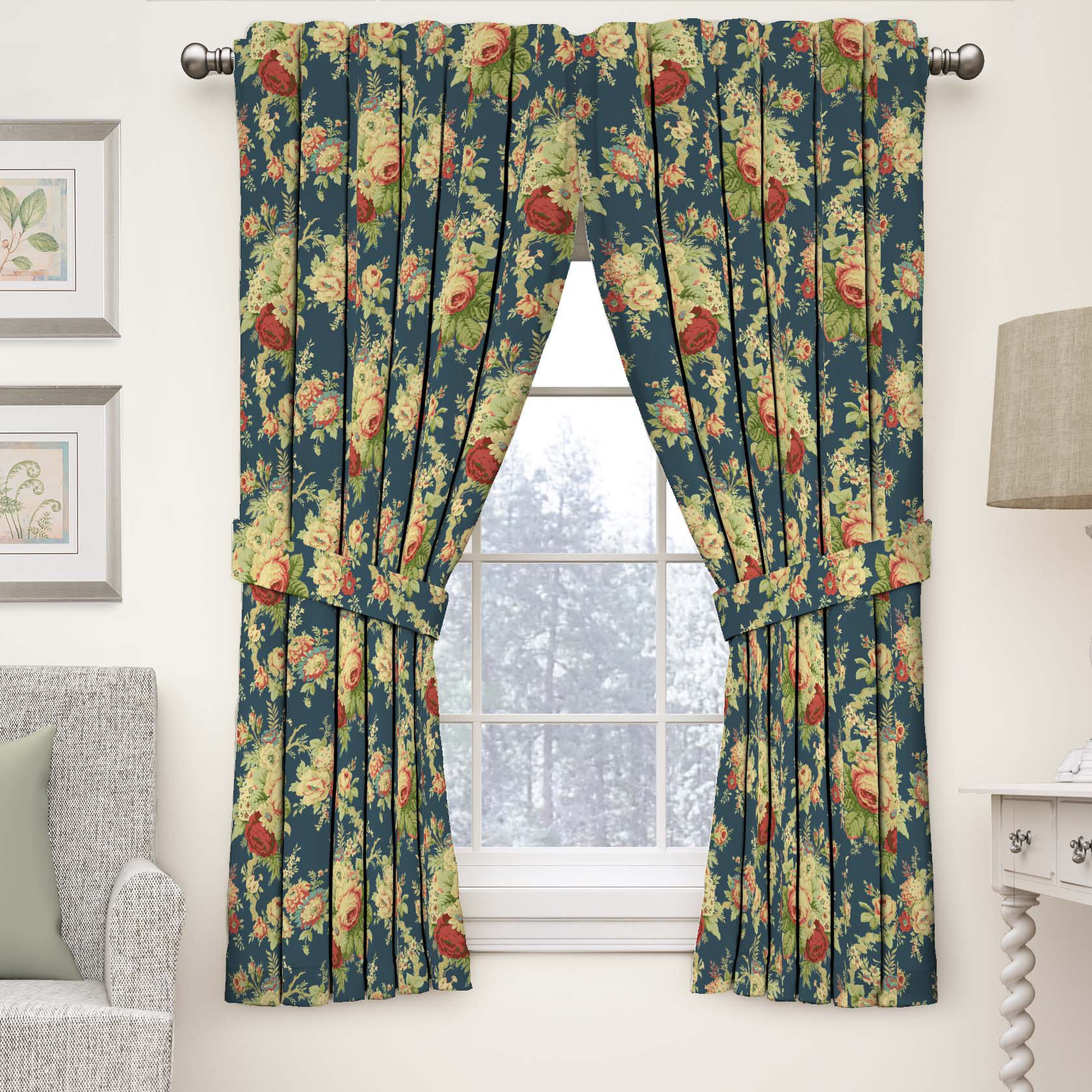 Waverly Sanctuary Rose Nature Fl Semi Sheer Rod Pocket Single Fl Semi Sheer Rod Pocket